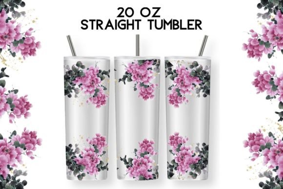 20 oz Tumbler Template Watercolor Flower