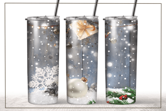 Christmas Rustic Snow Tumbler Wrap