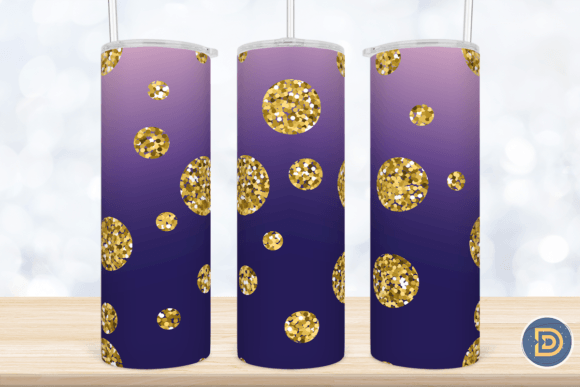 Gold Glitter Polka Dot Ombre Tumbler PNG