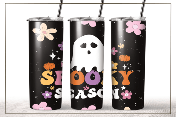 Groovy Ghost Spooky Season Tumbler Wrap