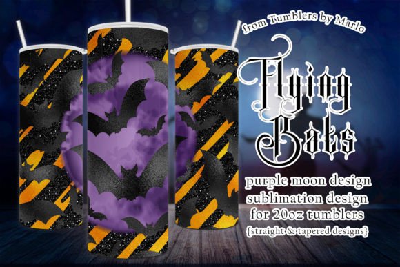 Halloween Bats Purple Moon Tumbler