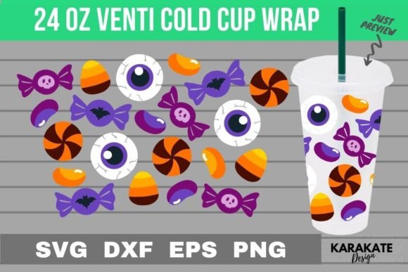 Halloween Candy 24 Oz Venti Cup Wrap