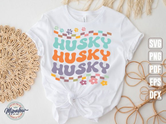 Husky Svg, Groovy Wavy Retro