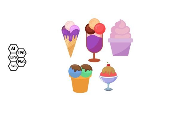 Ice Cream in Cup Cone and Glass