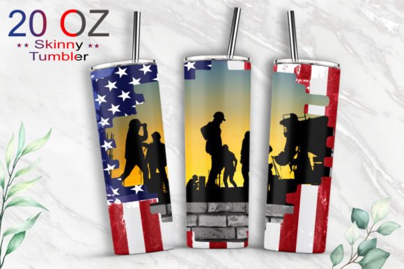 Labor American Flag Skinny Tumbler 20oz