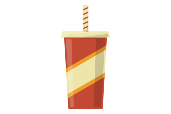 Soda Cup. Red Plastic Drink Container Ic