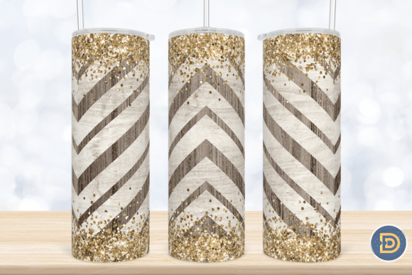 Stripe Glitter Wood 20Oz Tumbler Wrap