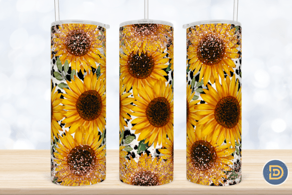 Sunflower Glitter Leopard Tumbler Wrap