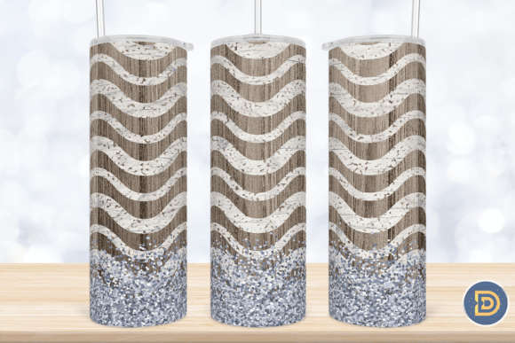 Wood Stripe Glitter 20Oz Tumbler Wrap